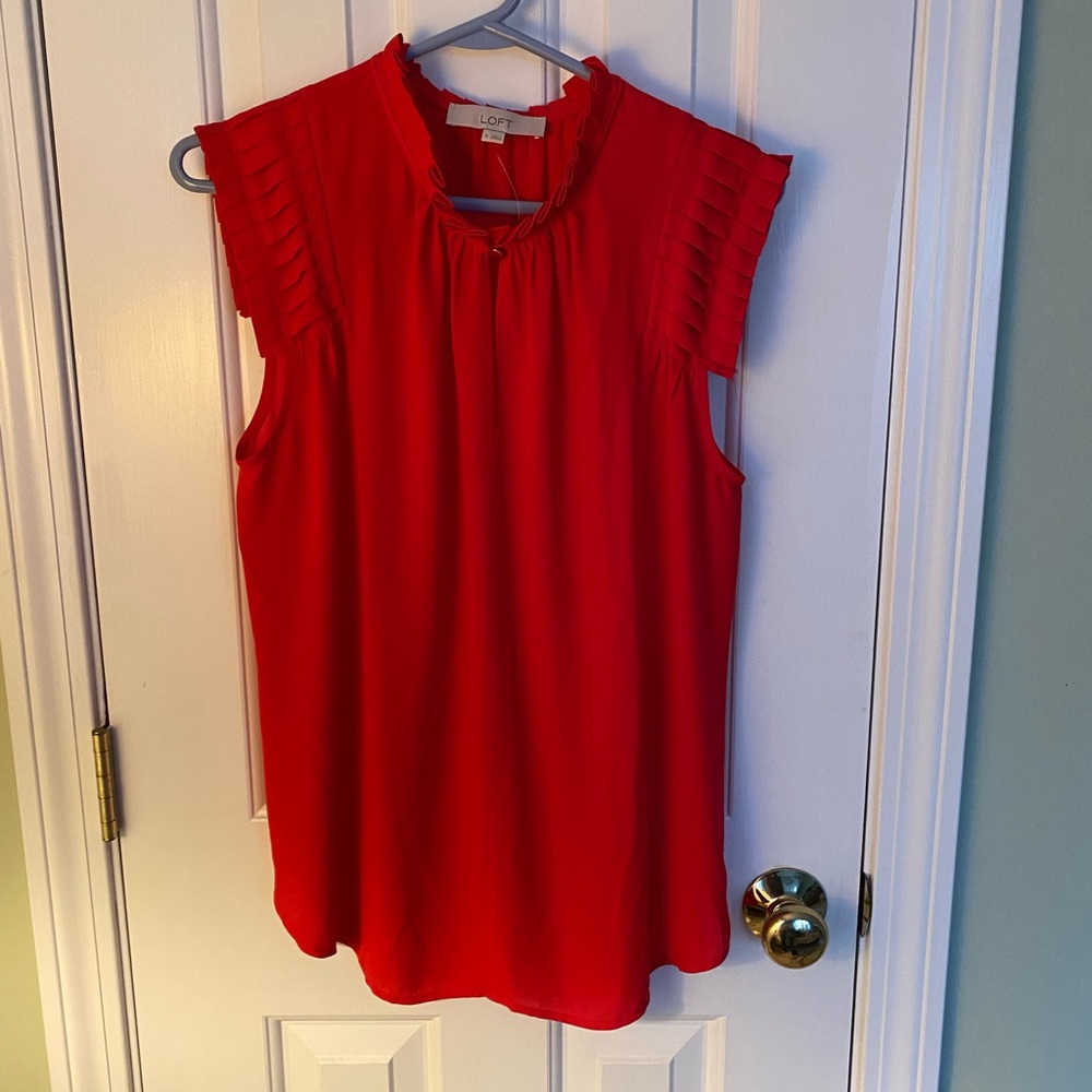 Loft red sleeveless blouse